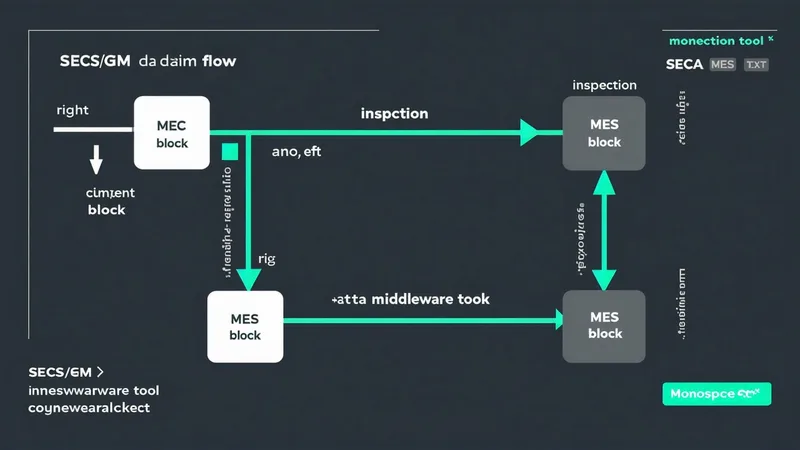 SECS/GEM data flow diagram showing inspection tool to MES integration path